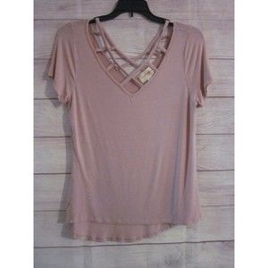 Wishfull Park Size M High Low Short Sleeve Shirt Top Pink  Blouse Casual